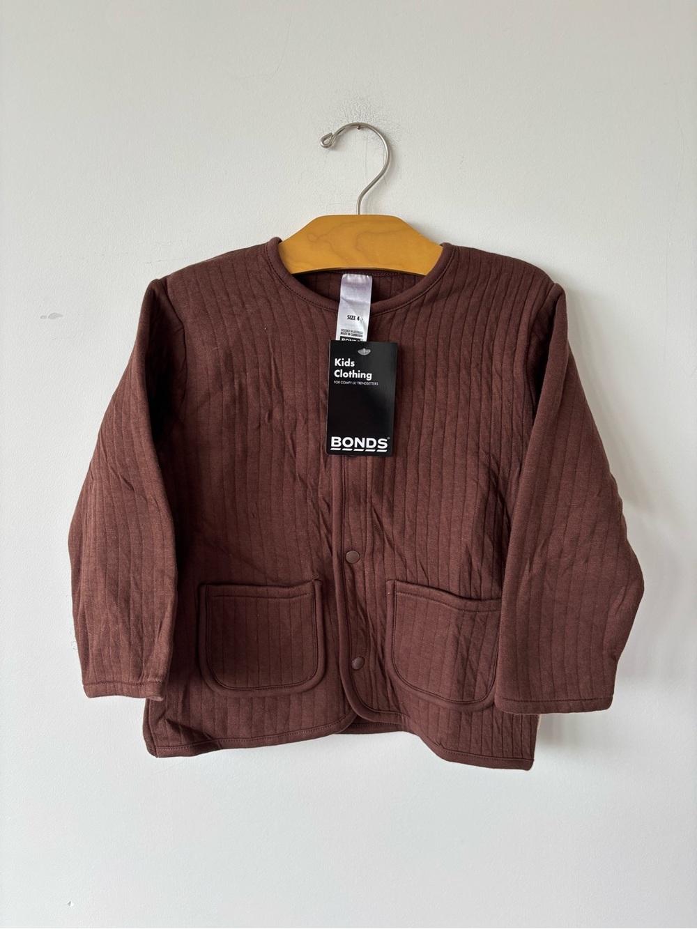 Bonds Kids Quilted Jacket in Chocolate Brown